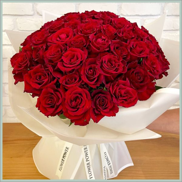 50 Premium Red Roses Bouquet